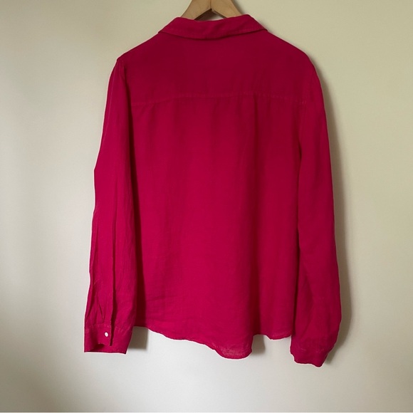 Lilly Pulitzer Sea View 100% Linen Button Down Top Magenta Size Extra Large - Picture 6 of 6